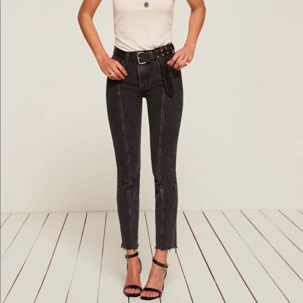 Reformation High Rise Seamed Jeans in Pacific Wash